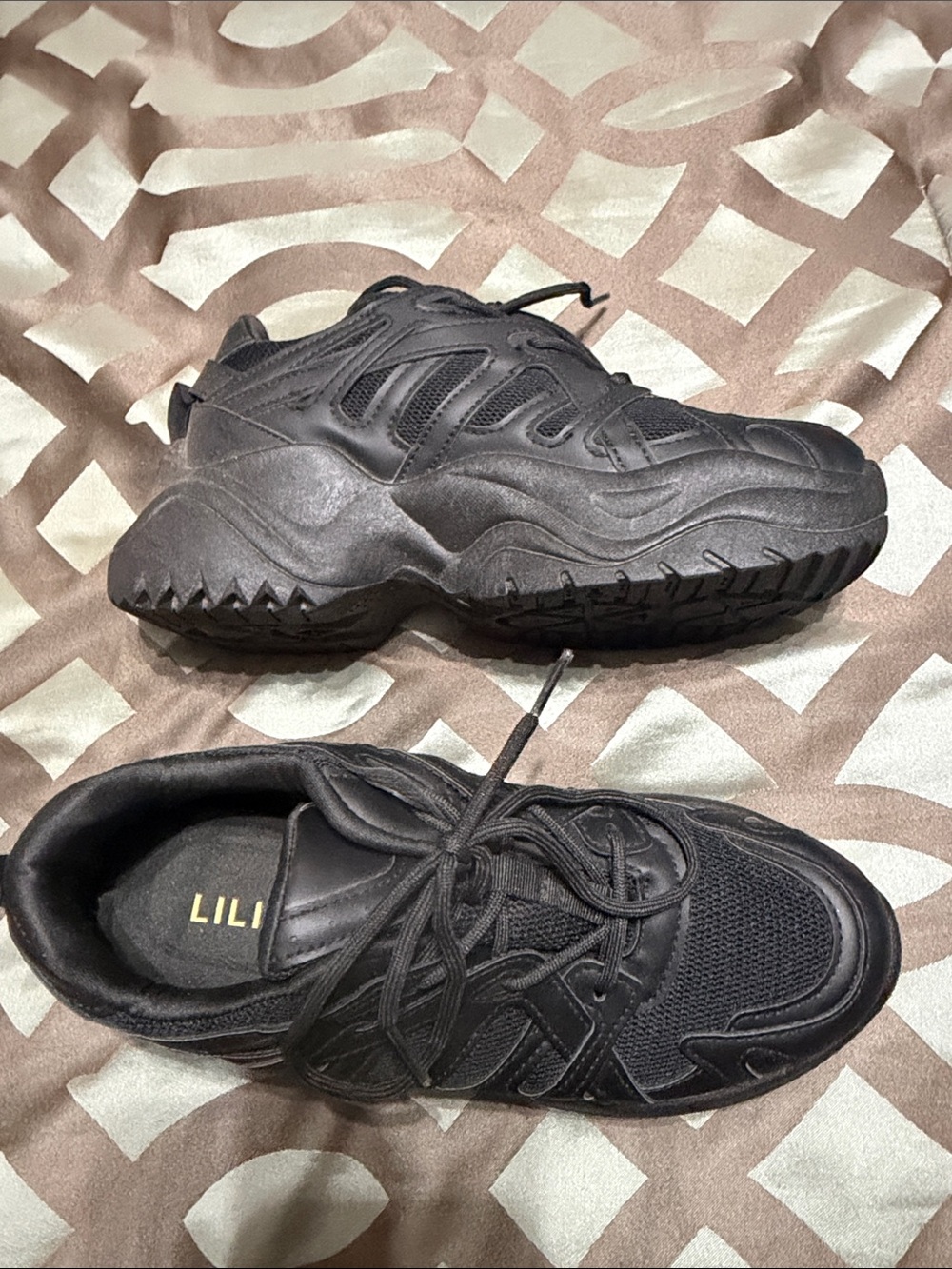 Liliana Black Women's Casual Lace-Up Sneakers - Picture 2 of 4
